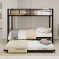 thumbnail image 3 of Leumius Twin over Twin Bunk Bed with Trundle,Heavy Duty Metal Bed Frame with Sturdy Guardrail and Ladders,Triple Bunk Bed,Separates Into 3 Twin Beds,Black, 3 of 17
