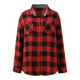 thumbnail image 6 of Arlun Plaid Flannel Long Sleeve Shirts for Women Buffalo Checkered Button down Loose Fit Blouse Tops Soft Comfy Fall Winter Stylish Outfits for Layering Red L, 6 of 7