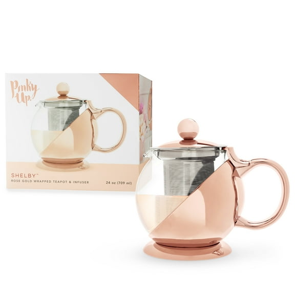 Pinky Up Shelby Glass Teapot with Infuser, Tea Kettle for Loose Tea, 24oz