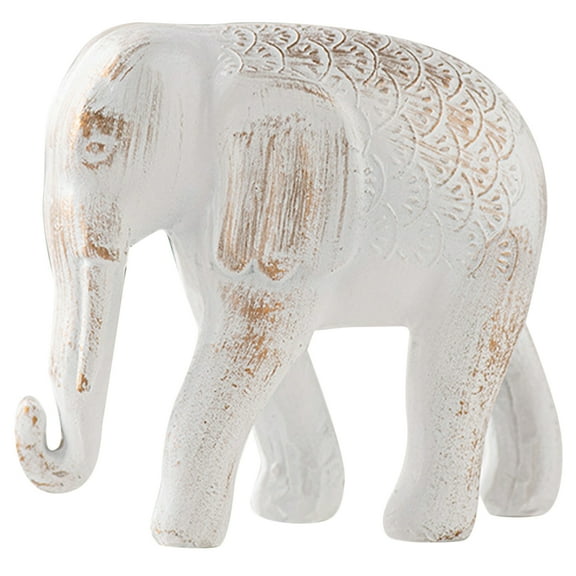 Clispeed Elegant White Resin Elephant Statue Tabletop Ornament for Home and Office Decor