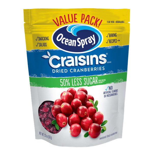 Ocean Spray Craisins Dried Cranberries, Reduced sugar, Value Pack, 20