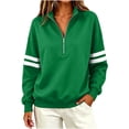 thumbnail image 4 of Hurxie Women's Varsity Striped Sweatshirt Oversized Lightweight Knit Pullover Drop Shoulder Crew Neck Long Sleeve Casual Sweatshirts, 4 of 6