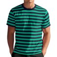 thumbnail image 2 of LWavelet Striped Men's Short Sleeve T-Shirt Lightweight Perfect for Summer Casual and Everyday Wear Green 2XL, 2 of 5