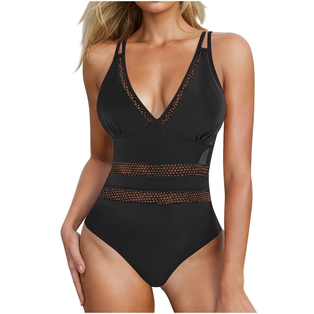 Traje de Baño de Desgaste de Forma para las Mujeres Sexy Hueco Fuera, Traje de Baño de Corte Alto Conjunto con Almohadillas Extraíbles