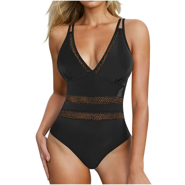 Traje de Baño de Desgaste de Forma para las Mujeres Sexy Hueco Fuera, Traje de Baño de Corte Alto Conjunto con Almohadillas Extraíbles