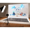 thumbnail image 2 of ABPHOTO 7x5ft Boy's 1st Birthday Backdrop Balloons Paper Flowers Baby Cake Smash Banner Helm White Brick Wall Backdrops, 2 of 4