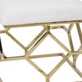 thumbnail image 3 of Leatherette Ottoman with Geometric Metal Base, White and Gold, 3 of 5