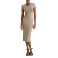 thumbnail image 1 of Gupgi Robe T-Shirt pour Femme Décontractée d'Été une Pièce Couleur Unie à Manches Courtes Coupe Ajustée Basique Midi, 1 of 8