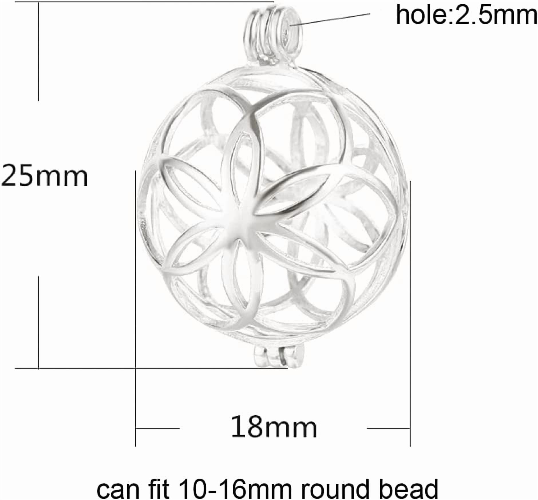 ABPETE 925 Sterling Silver Flower Pearl Cage, Openable Hollow Cage Lockets Pendant Cage, Charm Pendants for DIY Necklace Jewelry Making Women's Gift(Rose Gold)