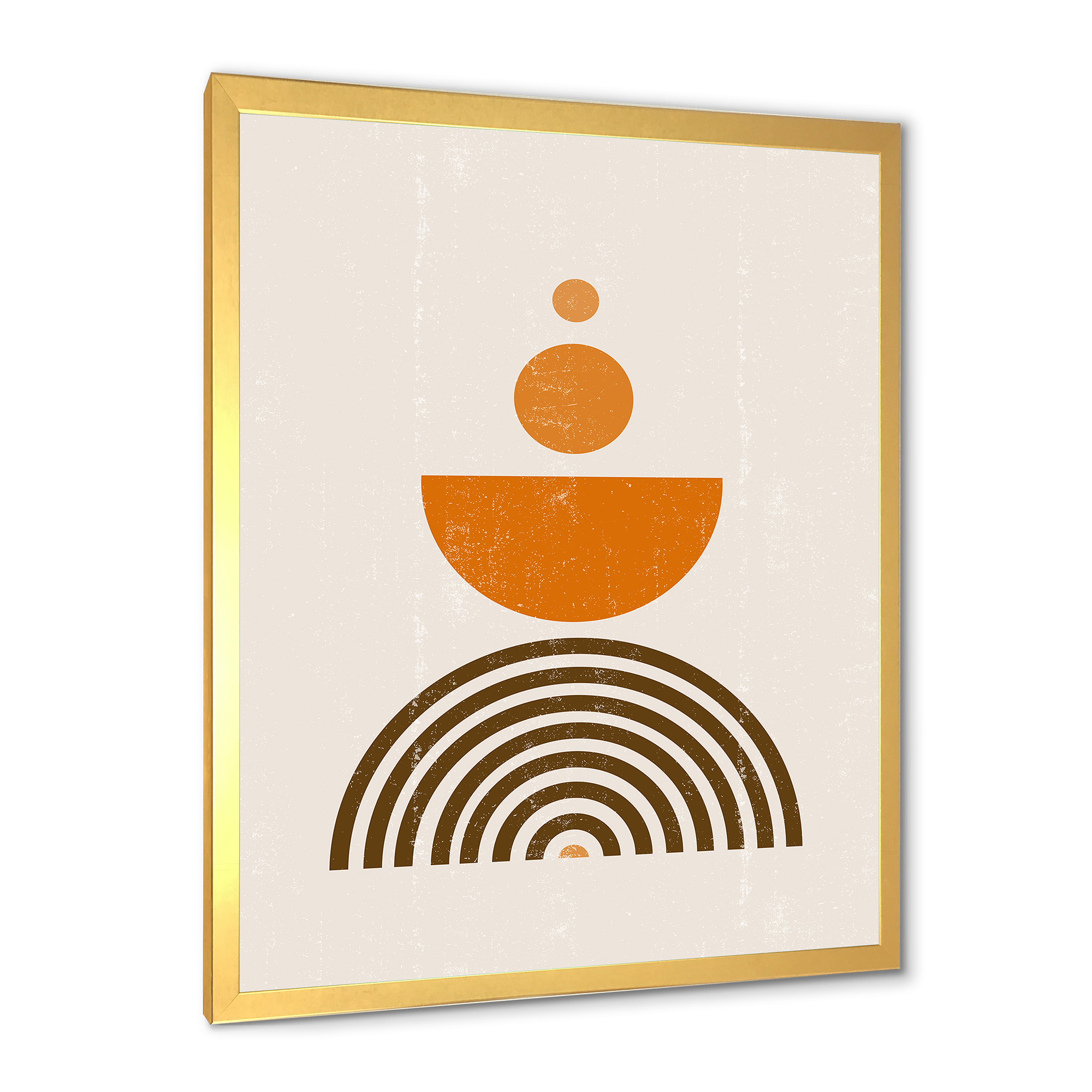 Designart 'Abstract Rainbow Moon and Sun In Earth Tones V' Modern Framed Art Print