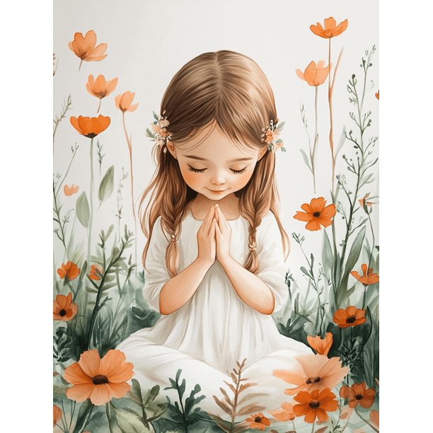 Qisvanset Framed Canvas Wall Art, 12x16 Inch Baby Girl Baptism Gift Kids Room Wall Decor