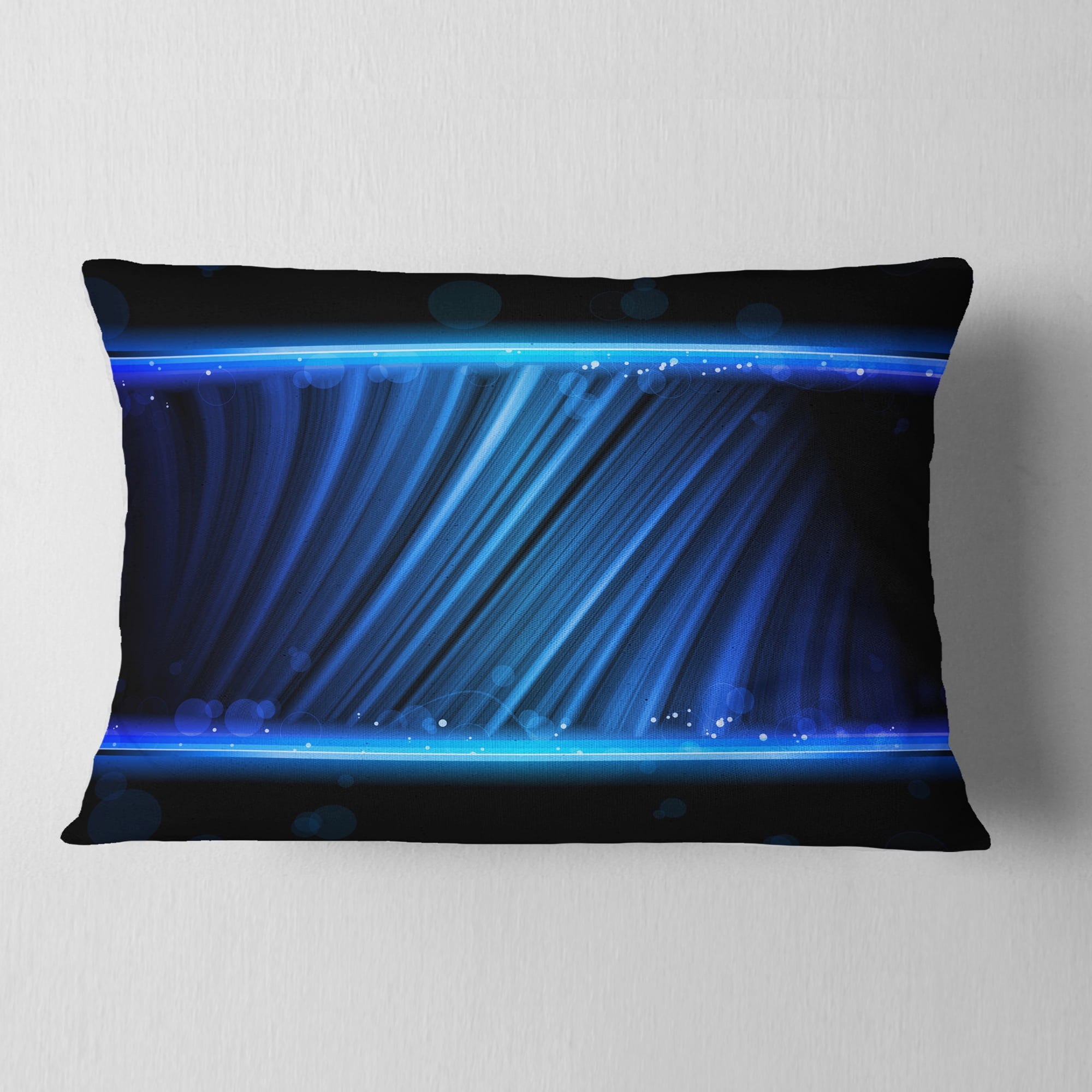 Designart Disco Blue Waves - Contemporary Throw Pillow - 12x20