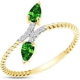 thumbnail image 3 of Gems Jewels 14K Yellow Gold Plated 1.40Ct Pear Cut Emerald Wedding Engagement Rope Ring 925 Sterling Silver For Women's -7.5, 3 of 4