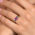 thumbnail image 4 of Gem Stone King 18K Rose Gold Plated Silver Pink Created Sapphire and London Blue Topaz Engagement Ring for Women | 1.34 Cttw | Oval 7X5MM | Gemstone September Birthstone | Size 9, 4 of 6