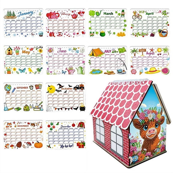 DIY Diamond Art Painting Multifunctional Storage Flip 2026 Calendar,12-Month Calendar with Cabin Decoration-Snowman