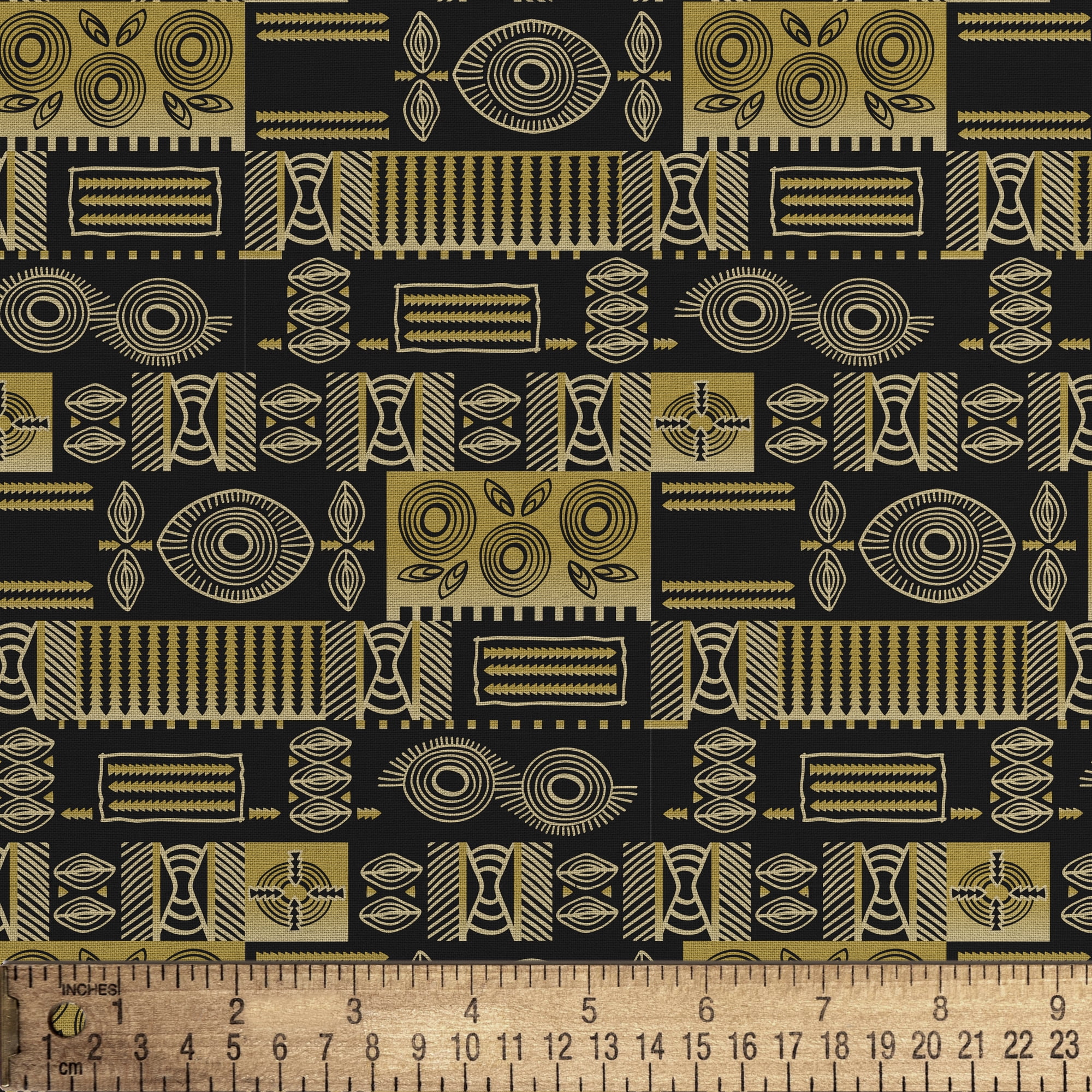 1 Yard 100% Cotton African Instinct, Black, 44" Wide for Quilting & Sewing by David Textiles