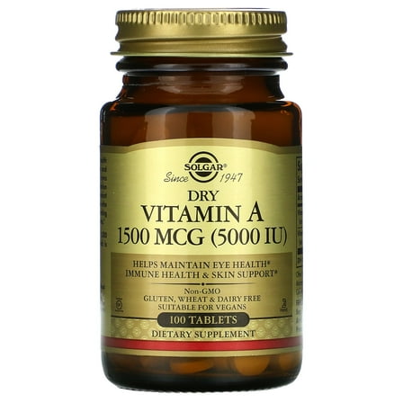 Solgar Dry Vitamin A 1500 mcg (5000 IU) Tablets - 100 ct