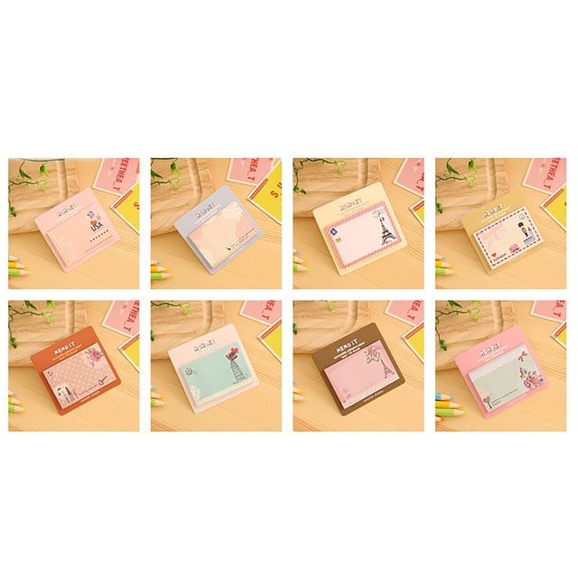 Cute Notes 20 Sheet Notes Square Notes Cute Cartoon Notes Portable 20 Sheet Self Stick Notes Creative Square NotepadEuropean American Retro Architecture Series