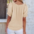 thumbnail image 4 of Off The Shoulder Short Sleeve for Women Summer Blouses Dressy Casual Boho Stretch Tops Khaki XL, 4 of 6