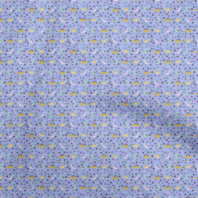 oneOone Velvet Medium Purple Fabric Colorful Dinosaur Cartoon Craft Projects Decor Fabric Printed By The Yard 58 Inch Wide