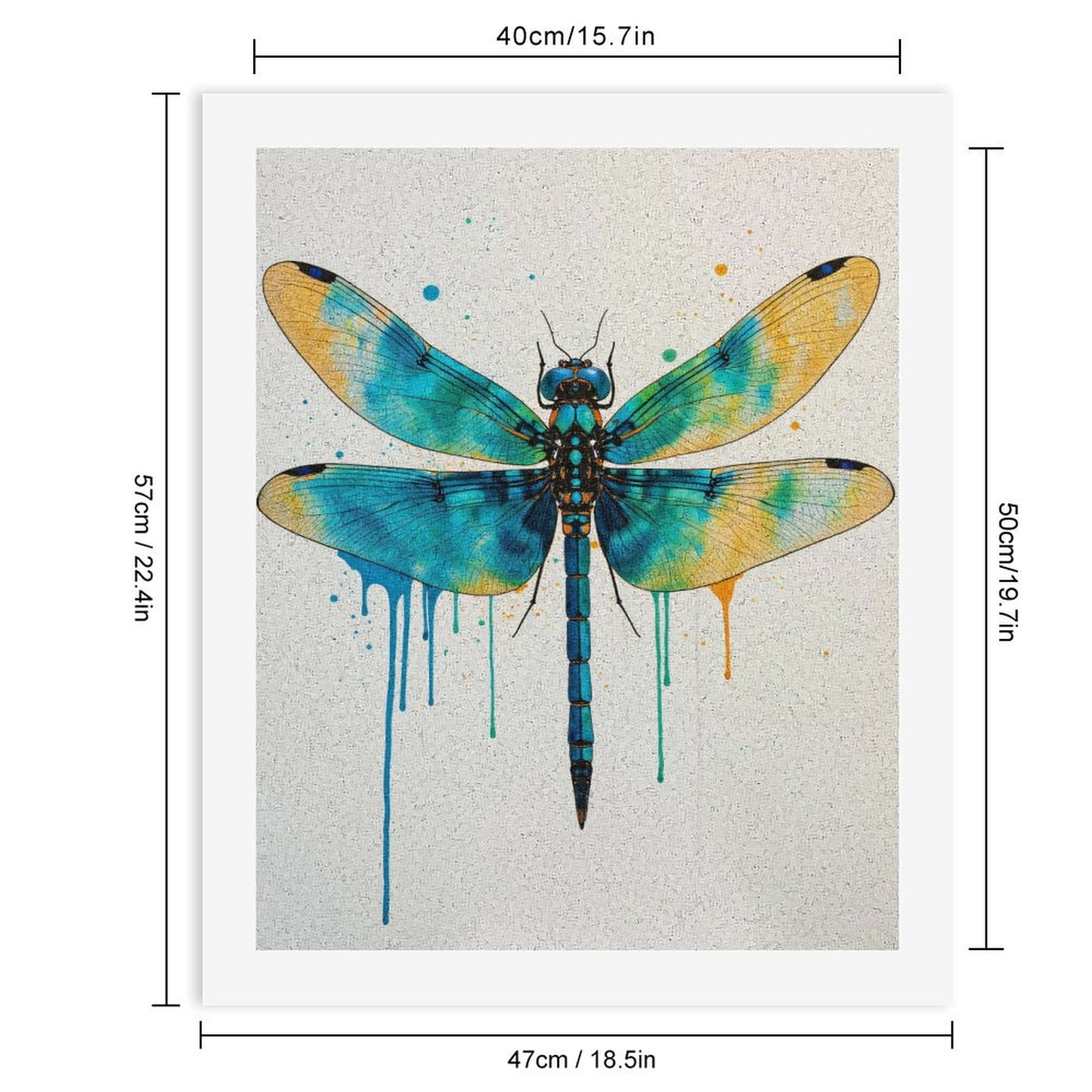 Paint By Numbers Kit for Adults Beginner - DIY Blue Dragonfly Art Splatter Canvas Painting Kits for Adults, Frameless Paint By Number for Adults for Home Wall Decor 16x20 Inch