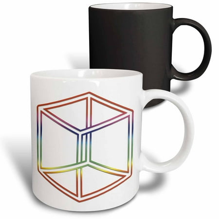 

3dRose Escher s Impossible Cube glowing on white background Magic Transforming Mug 11oz