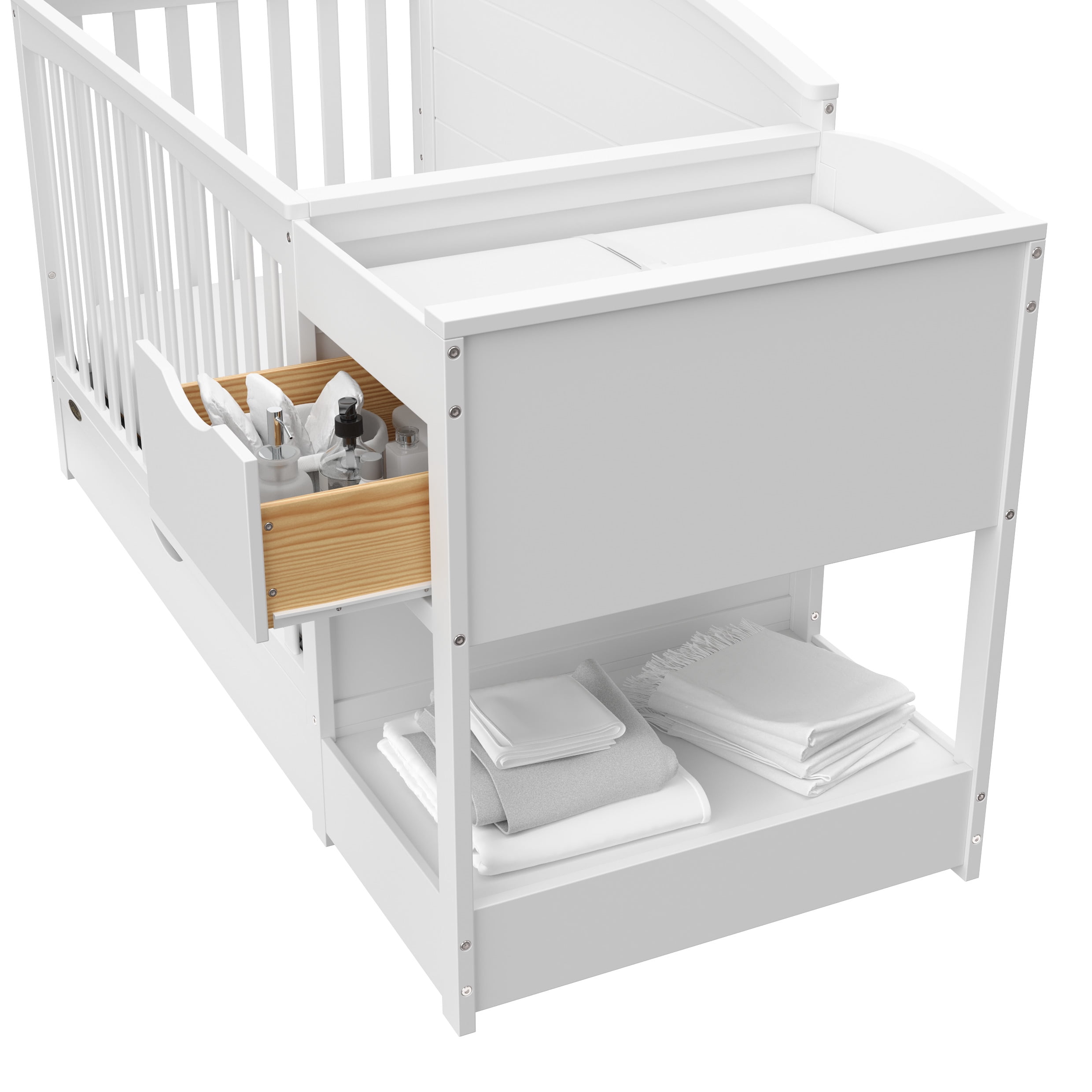 Graco Bellwood 5-in-1 Convertible Baby Crib and Changer with Drawer, White