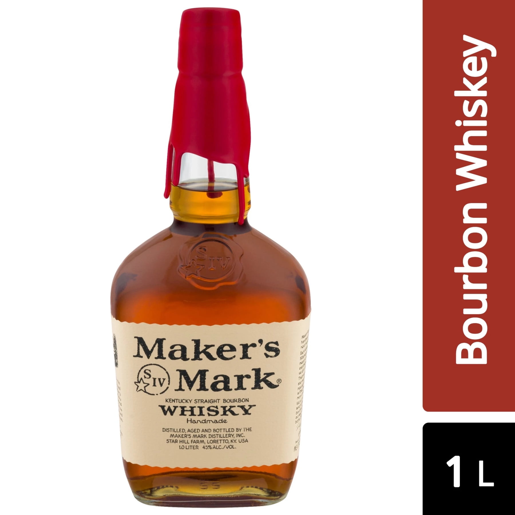 Maker's Mark Straight Bourbon, 1 L Bottle, 45% ABV - Walmart.com