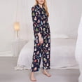 thumbnail image 3 of Fuzoiu Christmas Critters Delight Print Women's Long-Sleeved Pajama,Lounge Button Down Nightwear,Womens Notch Collar Pajama Set-Large, 3 of 7