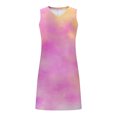 thumbnail image 5 of qucoqpe Womens Summer Sleeveless Tank Dress V Neck Side Slit Gradient Color Sundress Casual Loose Vacation Mini Dress, 5 of 7