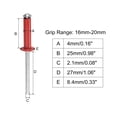 thumbnail image 2 of Unique Bargains Rivets Aveugles Tête Ronde Plate en Aluminium 4mm x 25mm, Rouge 100 Pack, 2 of 5