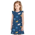 thumbnail image 1 of Balery Colorful Ocean Shark Camisón de princesa para niñas, pijama de algodón con mangas abullonadas, suave y bonito.-X-Large, 1 of 6