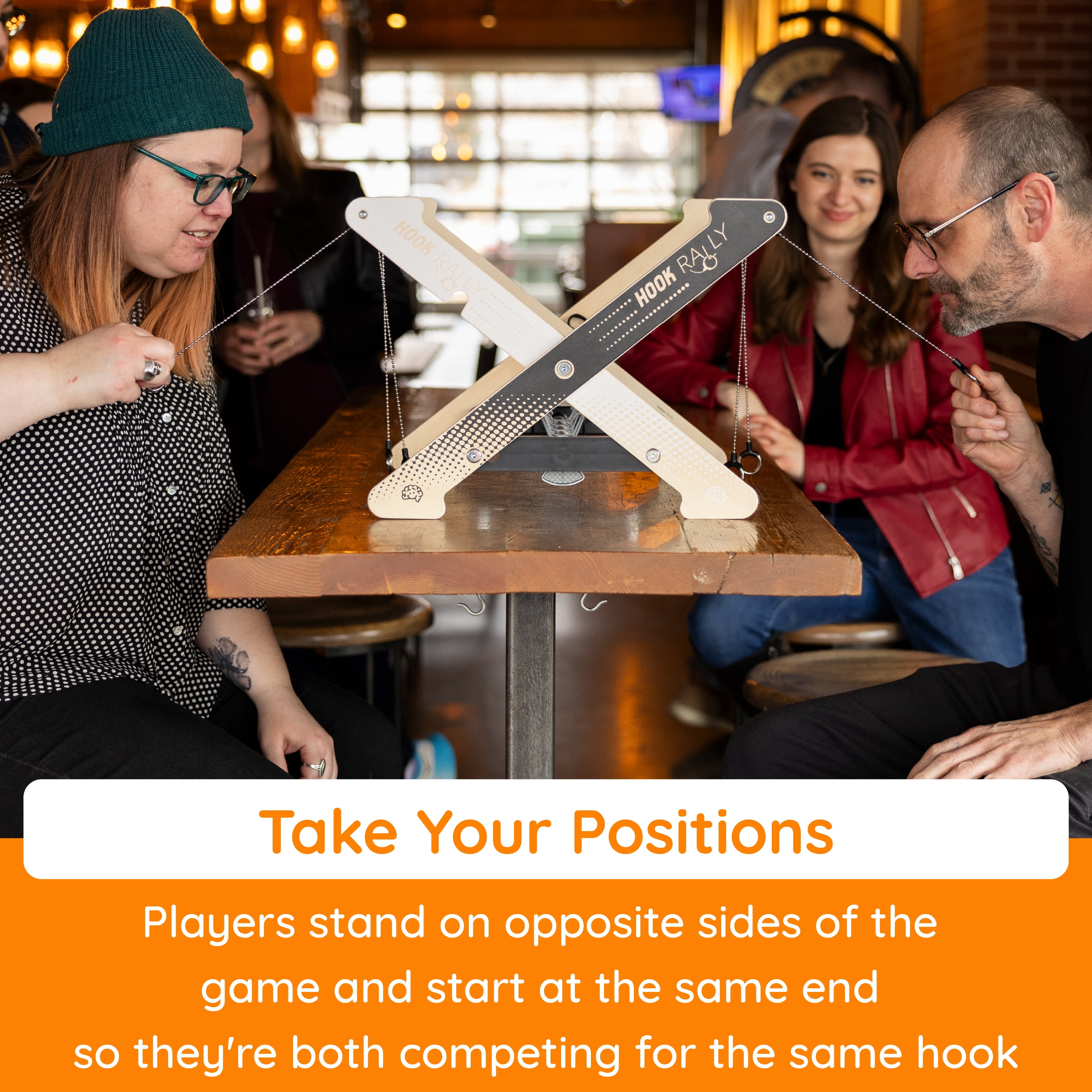 Hook Rally Portable Wooden Tabletop Skill Challenge, Ring Toss Game for Kids and Adults