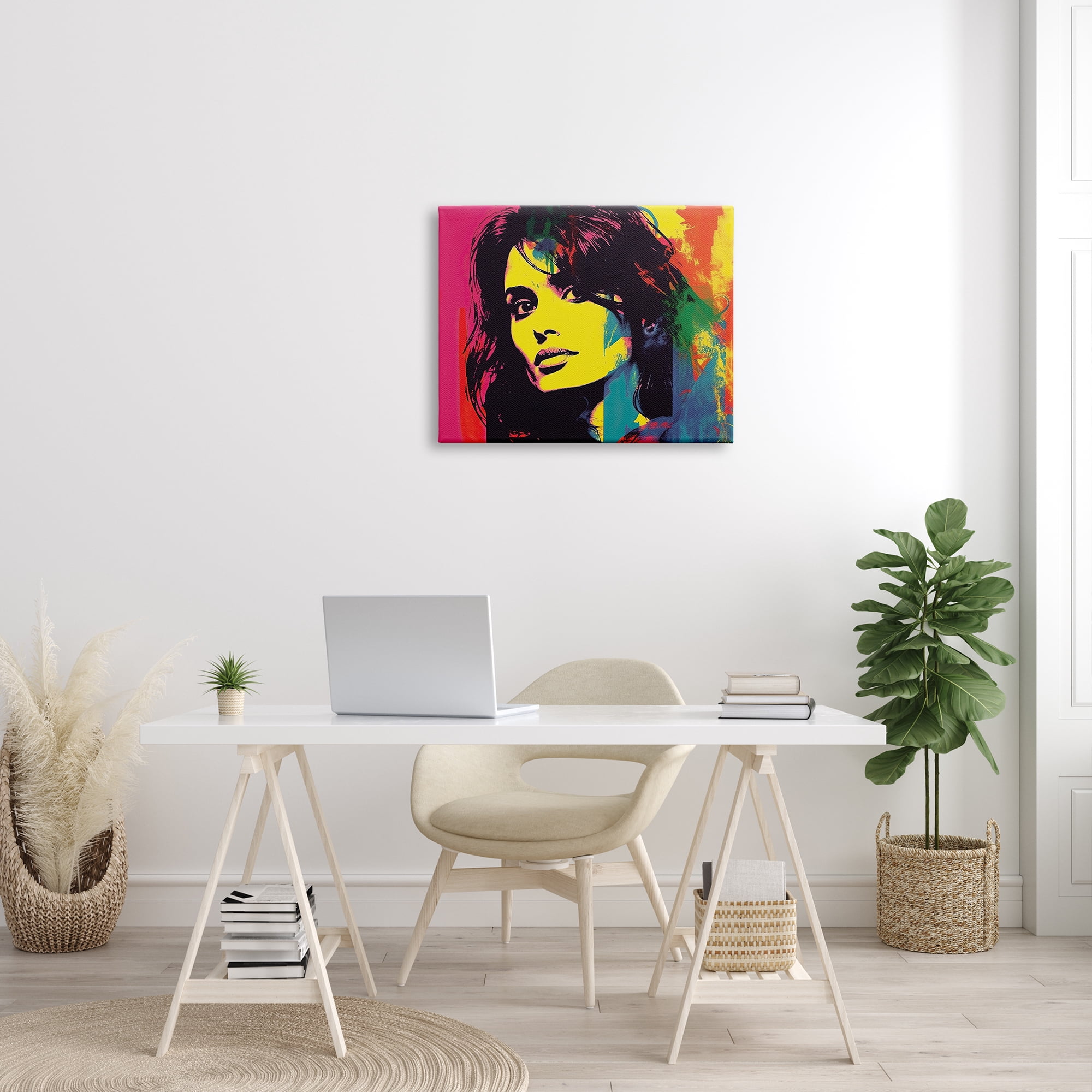 Stupell Industries Penelope Cruz Portrait Abstract Painting Gallery Wrapped Canvas Print Wall Art, 30 x 24