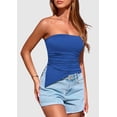 thumbnail image 4 of Remera PRETTYGARDEN Top Bandeau Sin Tirantes Fruncido Azul XL, 4 of 6