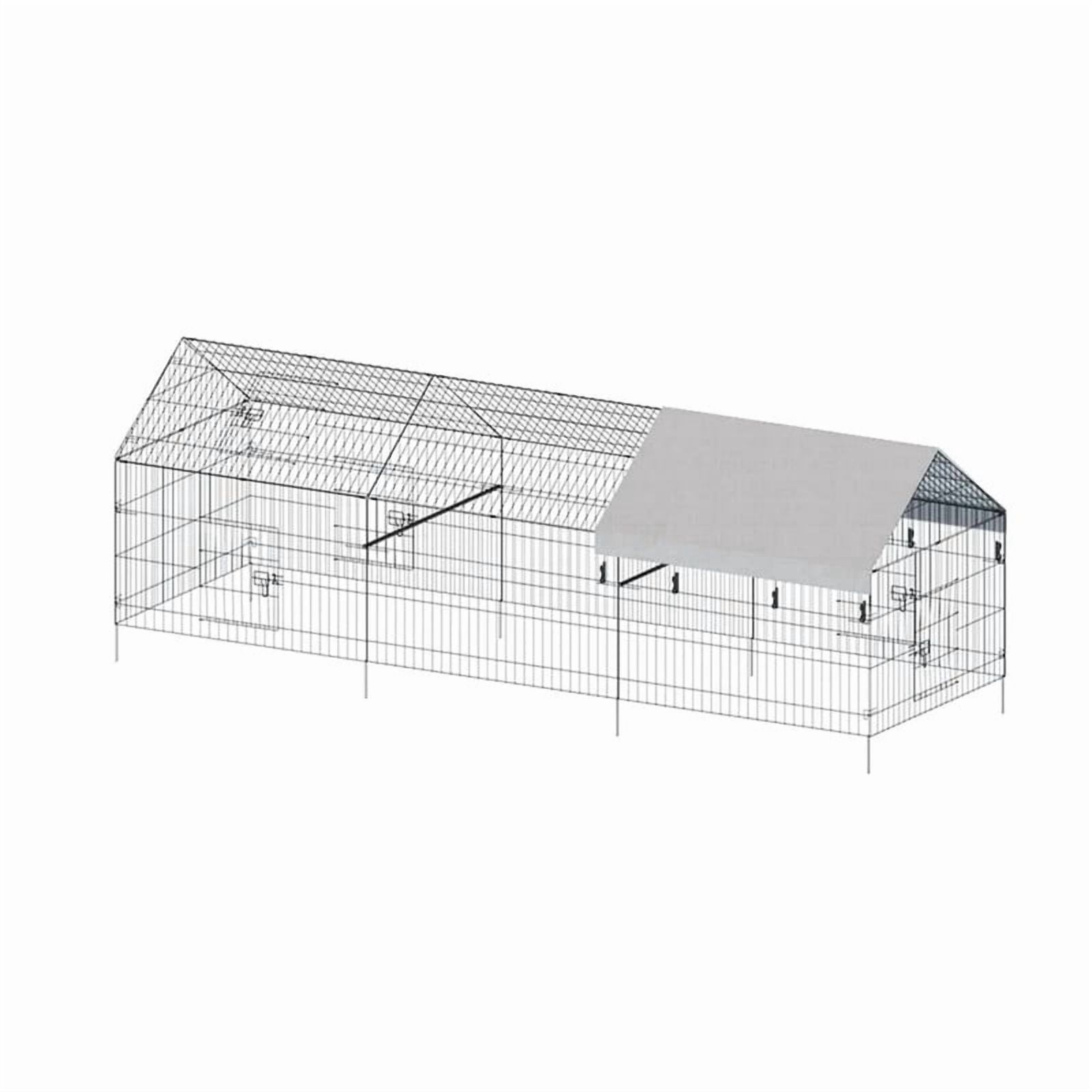 Metal Chicken Coop 130"×40"×40" Chicken Run with Waterproof Cover Poultry Cage Walk in Hen House Animal Enclosure Crate Pet Playpen Exercise Pen