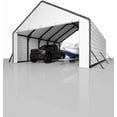 thumbnail image 2 of TrailBlaze Heavy Duty Zippered Door Panel for Metal Carport - Waterproof UV-Resistant PE Tarp Kit - Ball Bungees Included - Side Panel for Outdoor Garage - White, 20FT Width, 2 of 8