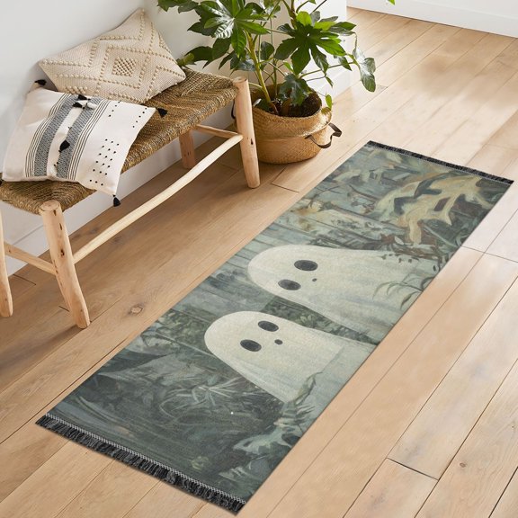 Yayeee Runner Rug for Bedroom 2'x6' Machine Washable Hallway Non Slip Mat, Ghosts Playing in A Garden