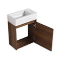thumbnail image 3 of Miniyam 18" Bathroom Vanity Sink Combo for Small Space, Wall Mounted Cabinet Set with Resin Basin Sink, Brown, 3 of 8