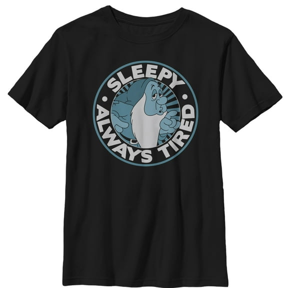 Boy's Snow White and the Seven Dwarfs Always Sleepy  Graphic Tee Black X Large