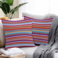 thumbnail image 2 of Vintage Striped Outdoor Pillow Covers Set of 2 Country Red Blue Colorful Stripes Waterproof Throw Pillow Case Decorative Square Cushion Cover for Patio Couch Garden Balcony, 16"x16", 2 of 9