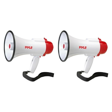 Pyle Pro Megaphone Bull Horn with Siren and Voice Recorder, 2 Pack | PMP35R