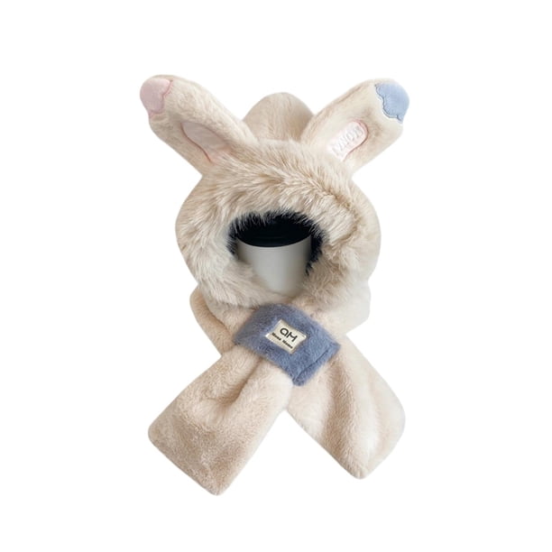 Gorro de invierno, bufanda, calentador de cuello, informal, 2 en 1, protección para las orejas, gorro, resistente al viento Beige