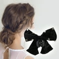 thumbnail image 2 of Unique Bargains Elegant Pearl Rhinestone Bow Hair Clips 2 Pcs Black Wine Red Pearl, 2 of 6