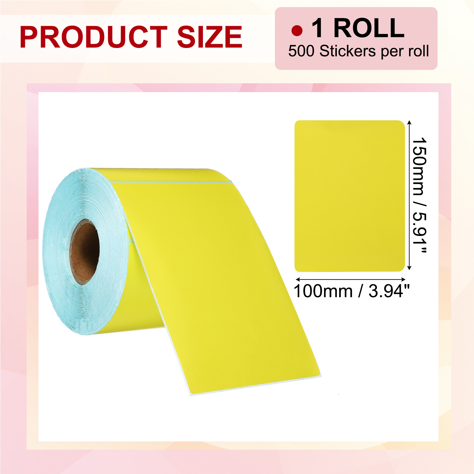 Uxcell 500Pcs Thermal Labels 3.94x5.91" Thermal Printer Labels Stickers Self Adhesive Tags Rectangle Paper Roll Small for Printer Shipping Label Mailing UPS Barcode Address Yellow