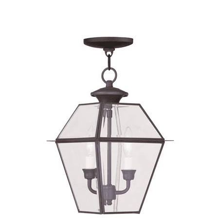 

Outdoor Pendants 2 Light With Clear Beveled Glass Bronze size 9 in 120 Watts - World of Crystal