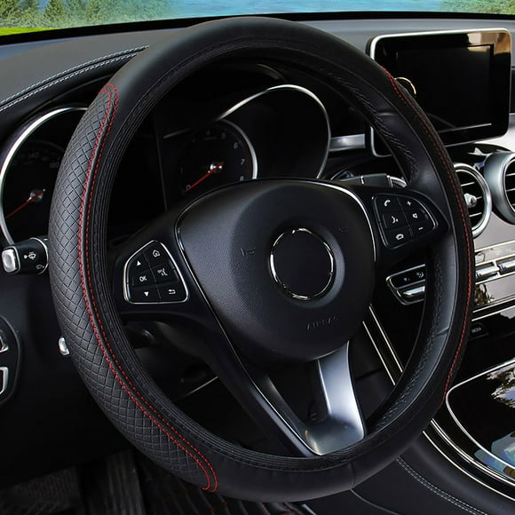 Universal Microfiber Leather Steering Wheel Cover Protector with Elastic Stitching Design for Enhanced Grip and Interior Comfort