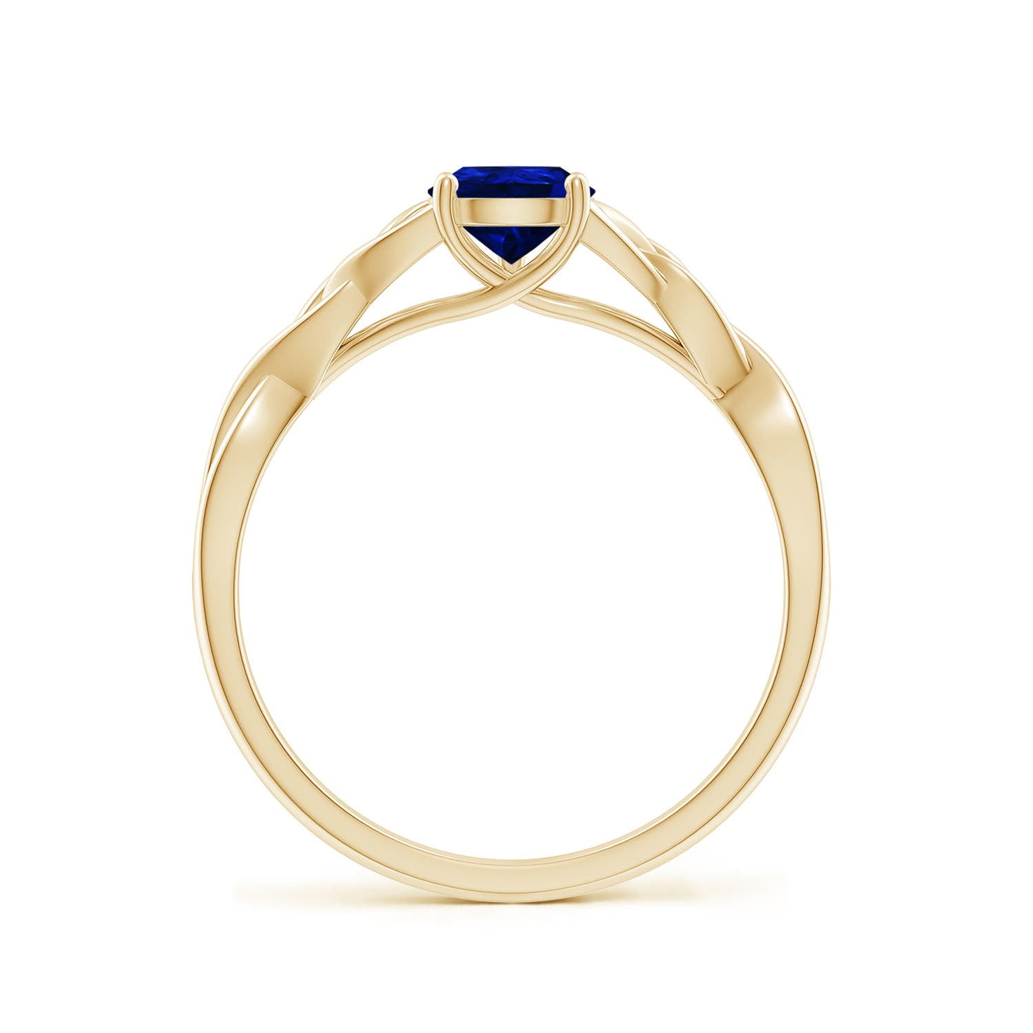 ANGARA Lab Grown Blue Sapphire Celtic Knot Engagement Ring for Women in 14K Yellow Gold (Size-7x5mm) | September Birthstone, Anniversary, Jewelry Gift for Women | Lab-Grown Blue Sapphire Ring