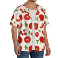 thumbnail image 4 of Sigee Fresh Red Tomato Print Men's Shirts Casual Button Down Short Sleeve Summer Beach Shirt Hawaiian Vacation Shirts Tee Shirt-, 4 of 7