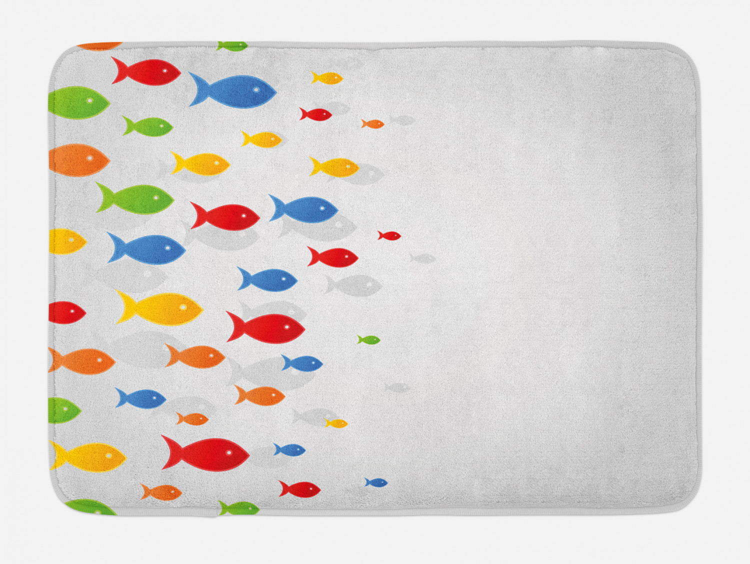 Fish Bath Mat, Types of Colored Fishes Floats on Grey Background Cute